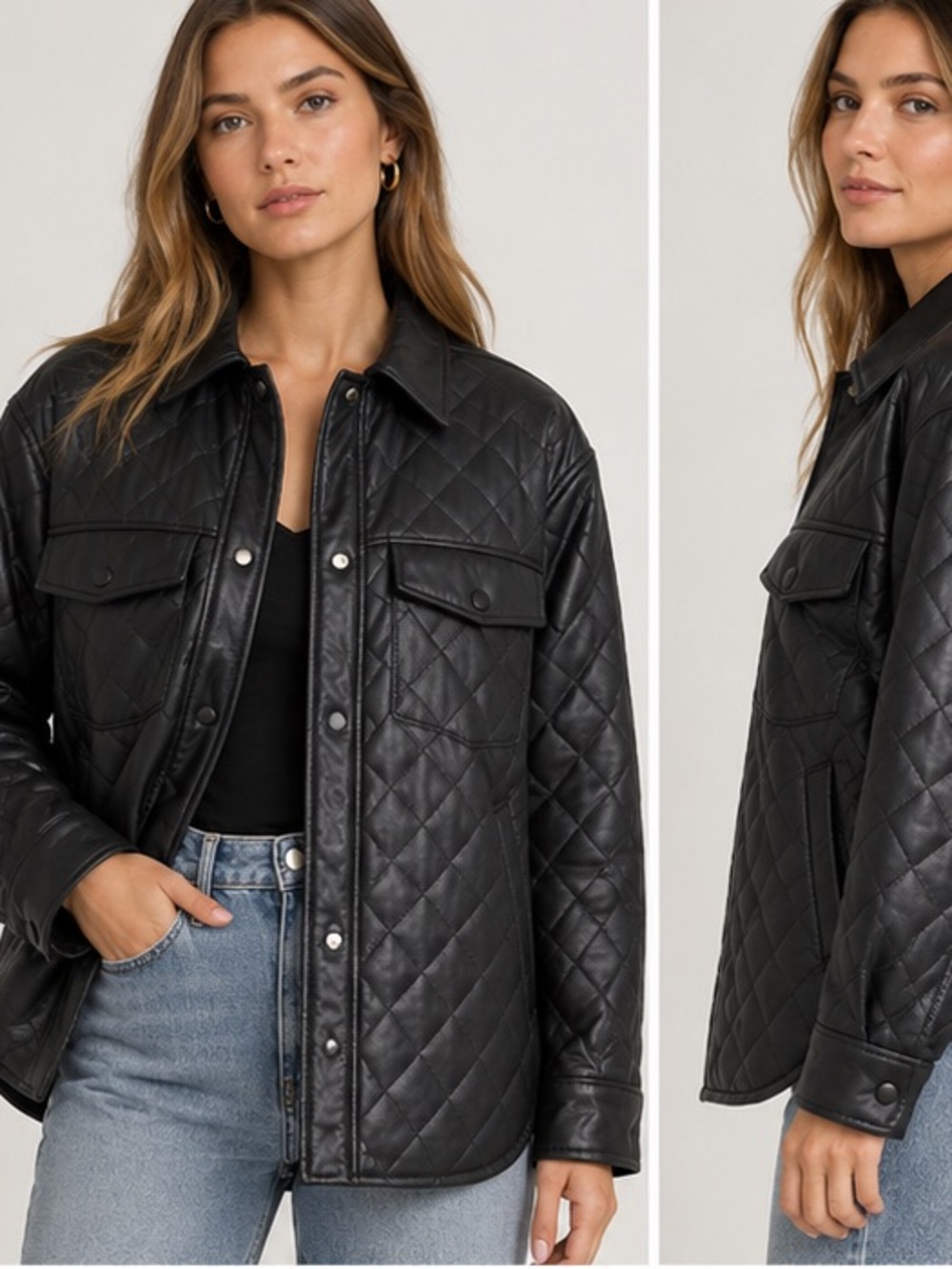 Mango Quilted Faux Leather Lightweight Jacket